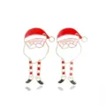 Festive Santa Claus drip oil enamel stud earrings for Christmas holiday accessories - Long-Legged Santa Claus (Style B)