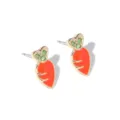 Cute orange carrot stud earrings with green heart rhinestone leaf tops for Easter gift - 7# Chubby Carrot Stud Earrings
