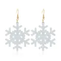 Grote witte glitter sneeuwvlok hanger oorbellen met gouden haken voor de kerstmode - Glitter Sneeuwvlok Stijl
