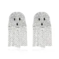 Halloween ghost-shaped stud earrings with sparkling rhinestone tassels in silver finish - Full Rhinestone Ghost Studs