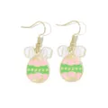 Colorful Easter egg earrings with cute rabbit ears for festive holiday parties. - Hook Style / Pink Easter Egg Earrings