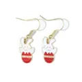 Creative Easter bunny in striped egg drop earrings with red enamel and gold finish - 12# Red Rabbit Dangle Earrings