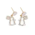 Rabbit shaped stud earrings decorated with rhinestones and pearls for Easter gifts - 14# Pave Rhinestone Rabbit Drop Earrings