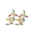 Colorful rhinestone Christmas reindeer stud earrings in gold-plated finish for women - Light Strip