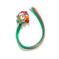 Festive Christmas cartoon bear hair clip with long red and green synthetic hair wig pieces - Teddy Bear