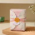 Pink coral fleece towel gift box with floral lace design, cute absorbent square hand towel - 35x35cm / Light Pink