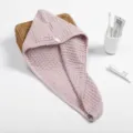 Pink waffle dry hair cap, super absorbent microfiber quick-drying shower towel for women. - 65*25cm / Pink