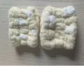Muñequeras absorbentes de felpa suave para lavado de cara y rutina de cuidado diario de piel. - 2 Piezas/Juego / Lunares Amarillos