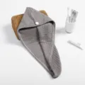 Cappello per capelli in microfibra grigia waffle, asciugamano assorbente e rapido. - 65*25cm / Grigio scuro
