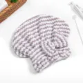 Soft coral fleece hair drying cap with cute bow, ultra-absorbent microfiber shower cap. - Pineapple Grid Purple / Cationic Beanie Hat 25*21CM