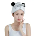 Cute cartoon panda coral fleece dry hair cap for women, soft absorbent quick-drying shower hair towel wrap - 65*25cm / Small White Seal Squishy