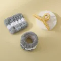 Plüsch Handgelenkband Set mit Haarklammer, weiche saugfähige Spa Wasch Gesicht Schweißbänder. - 2 Stück/Set / Grau-Weiß Gestreift
