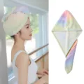 Rainbow coral fleece hair drying towel for women, absorbent quick dry cute shower head wrap. - 65*25cm / Rainbow