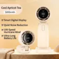 Ventilateur portable pliable USB turbo de table en couleur beige avec écran LED - Version chinoise haut de gamme / Abricot Froid