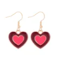 Romantische hartvormige oorbellen met gouden haakjes en rode emaille afwerking voor haar - Dubbellaags Rood & Roze Hart Stijl (25)