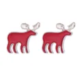 Stijlvolle rode emaille eland oorknopjes voor Canada Day, sieraden van legering. - Rode Eland Oorknopjes