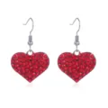 Elegante rode strass hartvormige hangoorbellen voor Valentijnsdag cadeau - Pave Strass Hart Stijl (BL-QRJ-1-1) / Rood