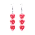 Romantische roze acryl hangende oorbellen met drie harten, Valentijnsdag cadeau. - Triple Hart Stijl (BL-QRJ-1-3) / Roze