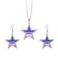 Sieradenset met Amerikaanse vlag sterrenketting en oorbellen met strassteentjes voor Onafhankelijkheidsdag - Rhinestone Star Style / Zilver