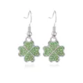 St. Patrick's Day klavertje vier oorbellen met groene strass steentjes in zilver - Pave Klavertje Vier Stijl