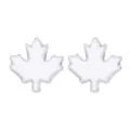 Witte esdoornblad emaille oorknopjes voor Canada Day met zilverkleurige legeringsrand - Witte Emaille Oorknopjes