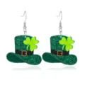 Glinsterende groene Sint Patrick's Day kabouterhoed oorbellen met klavertje detail - Pailletten Hoge Hoed Stijl (11) / Groen
