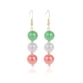 St. Patrick's Day hangende oorbellen met groene, witte en koraalrode kralen set. - Driekleurige Kraal Hanger Stijl (12) / Meerkleurig