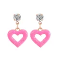 Mooie roze emaille hart oorbellen met glitters en zirkonia voor een Valentijnsdag geschenk - Glitter Roze Hart Stijl (13)