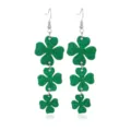 Glinsterende groene klavertje vier oorbellen voor het St. Patrick's Day festival - Glitter Drievoudige Klaver Stijl (13) / Groen