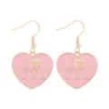 Elegante roze emaille hart oorbellen voor Valentijnsdag met gouden I Love You tekst - "I LOVE YOU" Roze Hart Stijl (26)
