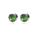 Glinsterende ronde groene strass oorknopjes met een gepolijste zilverkleurige legering - Ronde Strass Stijl (17) / Groen