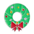 Prachtige emaille kerstkrans broche met kleurrijke stippen en een felrode strik - Krans Broche