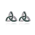 Zilverkleurige Keltische knoop oorknopjes met groen emaille voor St. Patrick's Day - Keltische Knoop Stijl (22.)