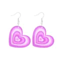 Elegante gelaagde roze en paarse hartvormige oorbellen als cadeau voor Valentijnsdag - Roze en Paarse Gelaagde Concentrische Hart Stijl (38.)