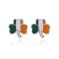 St. Patrick's Day klaver oorbellen met de kleuren van de Ierse vlag in groen en wit - Ierse Driekleur Shamrock Stijl (23.)