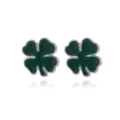 St. Patrick's Day groene klavertje vier oorknopjes van zilverkleurige legering - Donkergroene Klaver Stijl (25.)