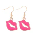 Romantische rode lip oorbellen met een levendige roze emaille afwerking voor dames - Roze Lip Stijl (32.)