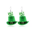 Creatieve groene St. Patrick's Day hoge hoed oorbellen met klavertje vier patroon - Groene Hoge Hoed en Klaver Stijl (32.)