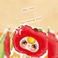 Baby Three plush cat teasing stick featuring a cute red apple character head design - Set of 8 / Baby Three Cat Teaser (Set of 8)
