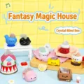 Figurines de chat mignonnes en résine avec cristaux naturels pour décoration bureau - Série Maison du Mystère / 1pc Aléatoire