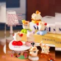 Figurines de chat mignonnes en résine pour décoration de bureau et collection - Série Momo PAI Happy Rotation (1 Pièce Aléatoire) / Base rotative