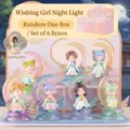 Miniature Wishing Girl Moon Lamp Blind Box Série Résine Bureau Ornement Ensemble de 6 Cadeau d'anniversaire - 1 Pièce / Veilleuse Fille Prière Un Aléatoire
