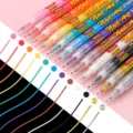 12-Farben Acryl Nagelkunststifte, feine Nadelspitzen für Nageldesign und Bemalung. - Weiß