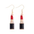 Charmante rode lippenstift oorbellen met fonkelende strass voor romantische cadeaus - Strass Lippenstift Stijl (19)