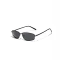 Sleek Y2K black metal rectangular frame sunglasses with dark lenses - C1 Black Frame / Black Grey Lenses