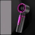 Portable handheld fan with digital display, 100-speed wind, dark gray color for outdoor use. - Digital Display Folding Neck Hanging / Space Gray