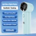 Portable handheld mini fan, light blue digital display variant, 100-speed adjustable. - 100 Speeds Handheld/Desktop / Light Blue