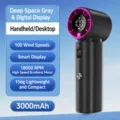 Handheld mini fan 100 speeds portable desktop usb rechargeable digital display cooler - 100 Speeds Handheld/Desktop / Space Gray