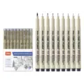 JiMiao fineliner pen set 9pcs waterproof micro-pen sketch drawing art markers professional. - 9-Piece Line Width Set