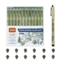 JiMiao 12pcs Fineliner Pen Set Waterproof Sketching Drawing Pens Assorted Sizes - 12-Piece Line Width Set